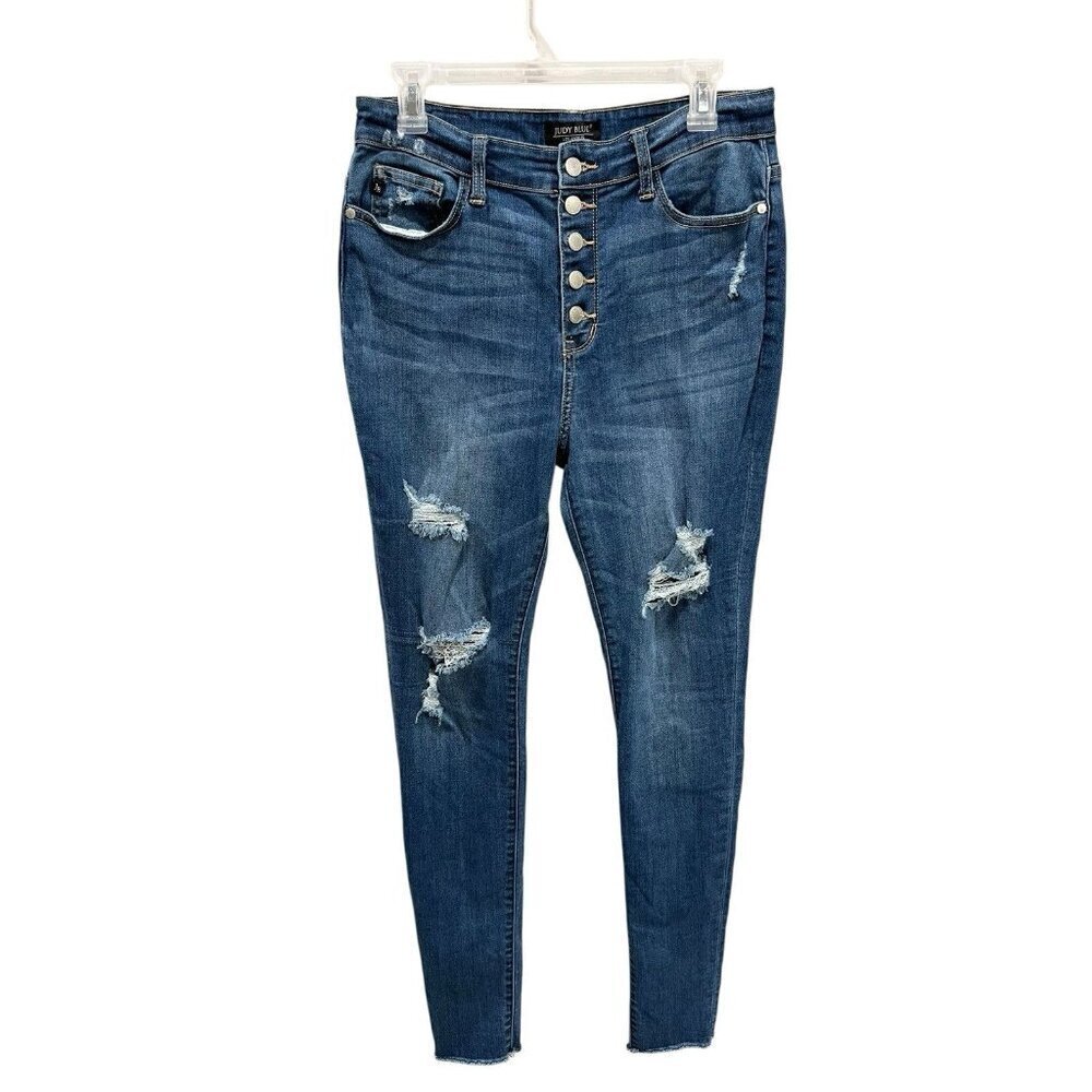 Judy Blue Women's/Junior's Size 13 Distressed Skinny Fit Blue Denim Jeans